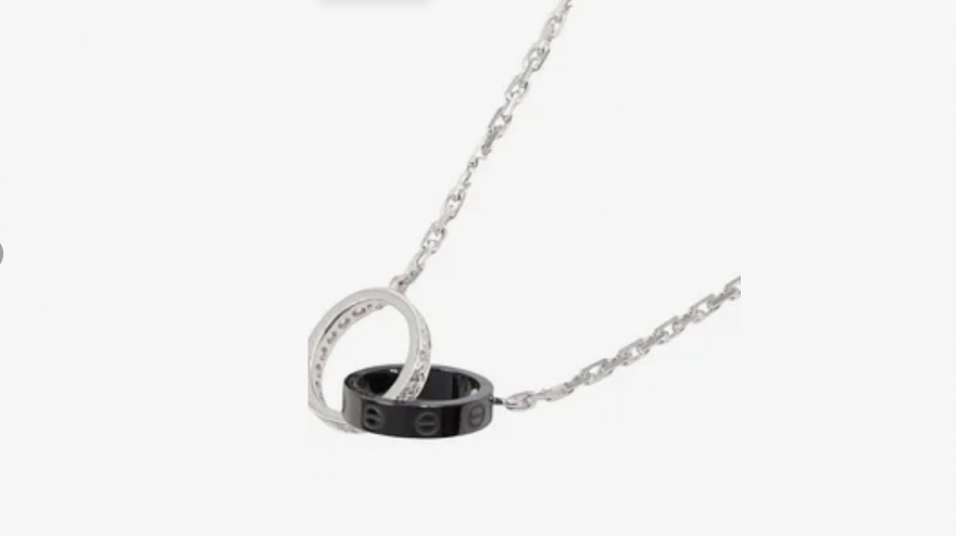 Колье Cartier Love из белого золота с природными бриллиантами и керамикой