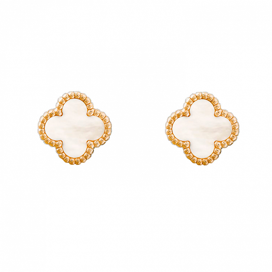 Пусеты Van Cleef & Arpels Sweet Alhambra из желтого золота с перламутром VCARA44800