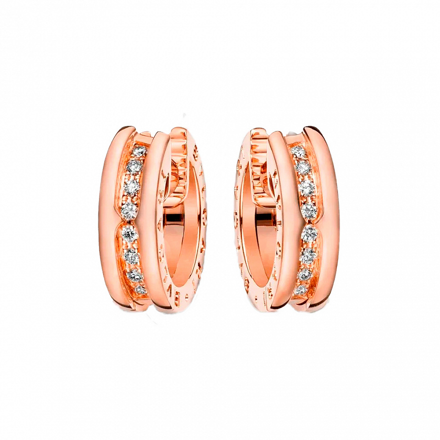 Серьги Bvlgari B.Zero1 из розового золота с природными бриллиантами
