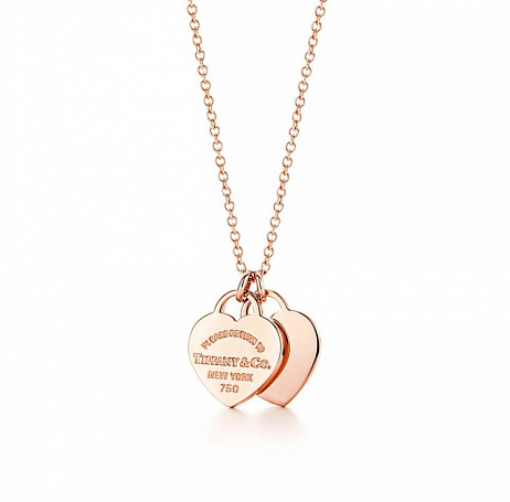 Колье Tiffany & Co. Mini Double Heart из розового золота