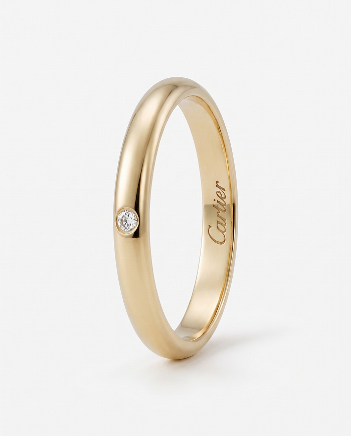 Обручальное кольцо Cartier 1895 из желтого золота с природным бриллиантом размеры: 15(47), 15.25(48), 15.75(49), 16(50), 16.25(51), 16.75(53), 17(54), 17.5(55), 18(56), 18.5(58)