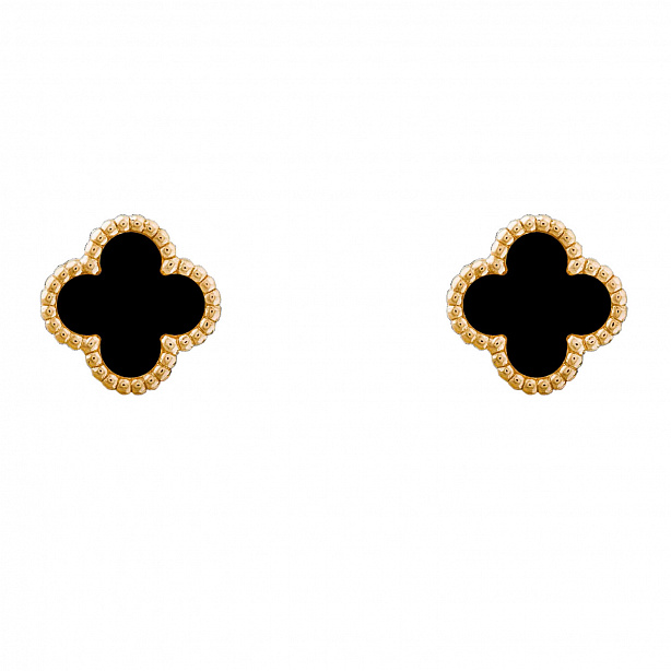 Серьги Van Cleef & Arpels Vintage Alhambra из желтого золота с ониксом VCARA44200
