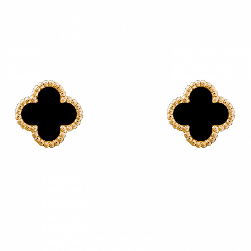 Серьги Van Cleef & Arpels Vintage Alhambra из желтого золота с ониксом VCARA44200