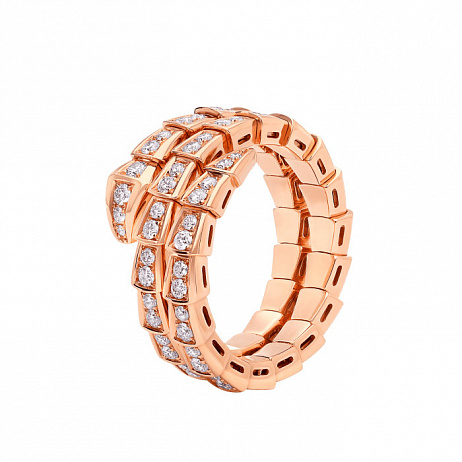 Кольцо Bvlgari Serpenti Viper из розового золота с бриллиантами 16.5-17(52-54) размер
