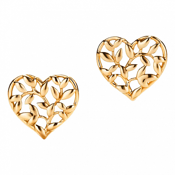 Серьги Tiffany & Co. Paloma Picasso Olive Leaf Heart из желтого золота