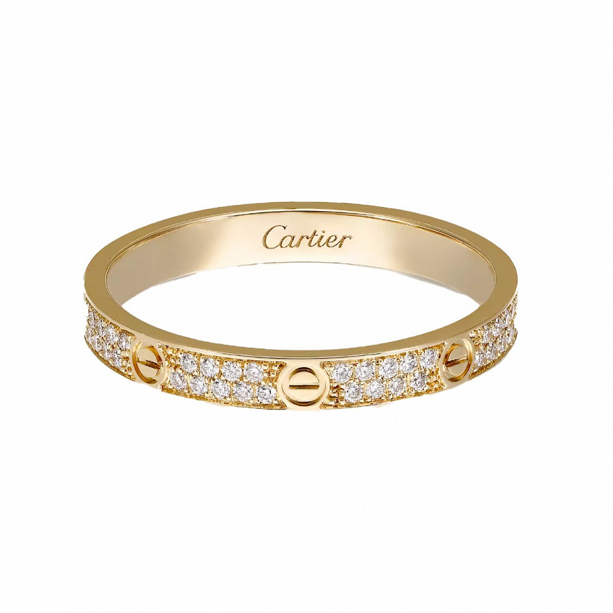 Кольцо Cartier Love Mini Paved из желтого золота с бриллиантами 15.5(49) размер
