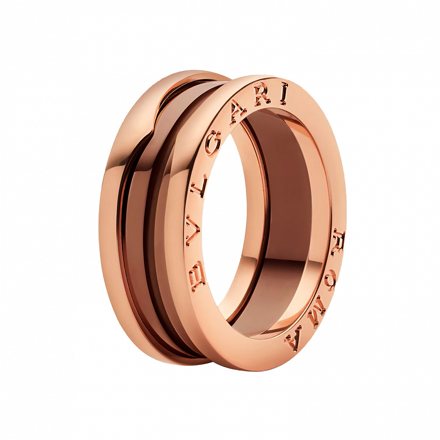 Кольцо Bvlgari B.Zero1 Roma из розового золота с металлокерамикой 15.5(49) размера