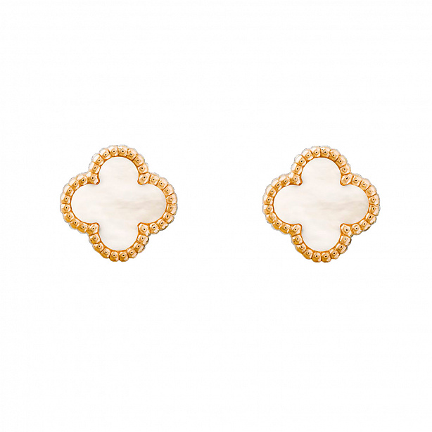 Пусеты Van Cleef & Arpels Sweet Alhambra из желтого золота с перламутром VCARA44800