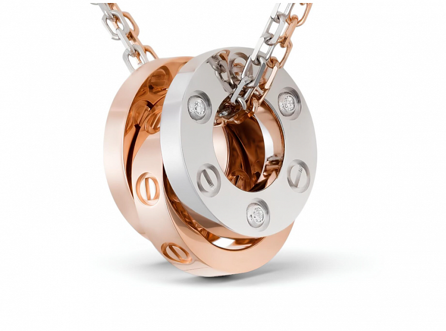 Колье Cartier Love из белого и розового золота  с природными бриллиантами