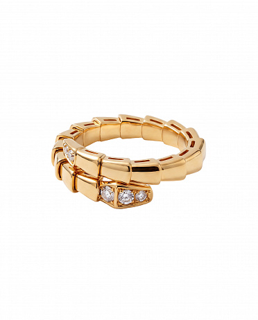Кольцо Bvlgari Serpenti Viper из желтого золота с природными бриллиантами 16.25-16.75(51-53) размер