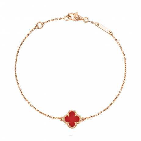 Браслет Van Cleef & Arpels Sweet Alhambra из розового золота с сердоликом 16-18 размер VCARN59K00