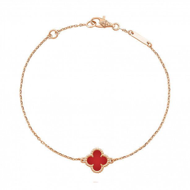 Браслет Van Cleef & Arpels Sweet Alhambra из розового золота с сердоликом 16-18 размер VCARN59K00