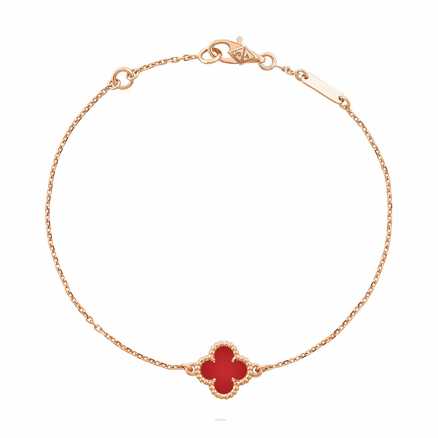 Браслет Van Cleef & Arpels Sweet Alhambra из розового золота с сердоликом 16-18 размер VCARN59K00