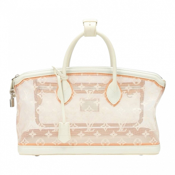 Сумка Louis Vuitton White Monogram Transparence Mesh East-West Lockit