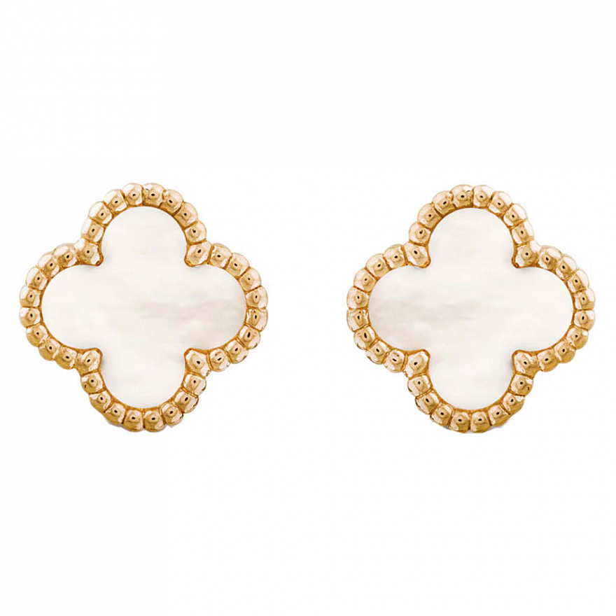 Серьги Van Cleef & Arpels Vintage Alhambra из желтого золота с перламутром VCARA44100