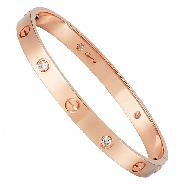 Браслет Cartier Love из розового золота с бриллиантами 17 размер