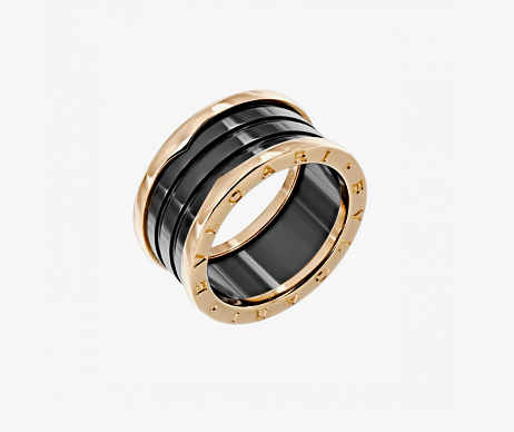 Кольцо Bvlgari B.Zero1 из розового золота с керамикой 19.75(62) размер
