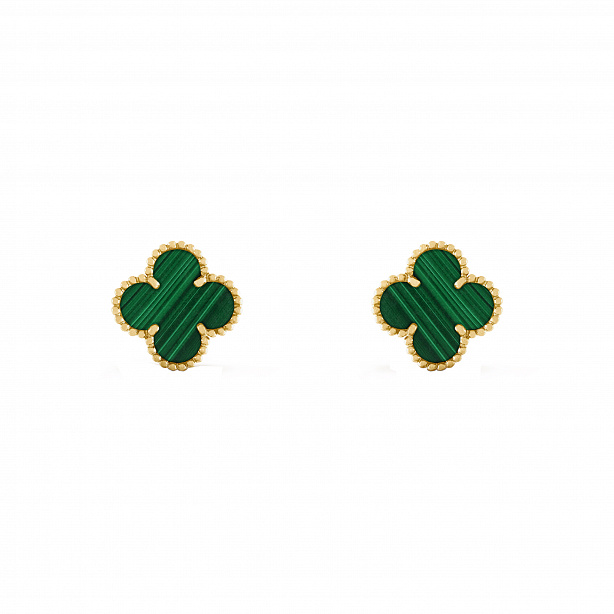 Серьги Van Cleef & Arpels Vintage Alhambra из желтого золота с малахитом VCARO3QLOO