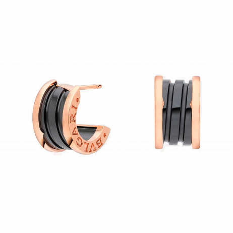 Серьги Bvlgari B.Zero1 из розового золота с керамикой