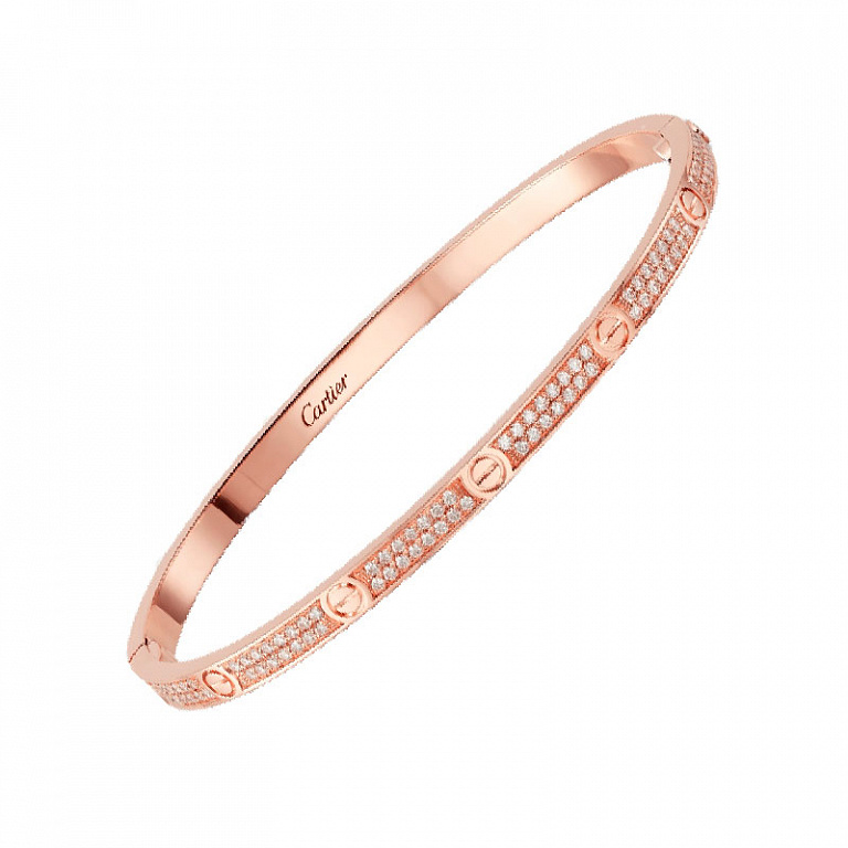 Браслет Cartier Love Small Paved из розового золота с бриллиантами