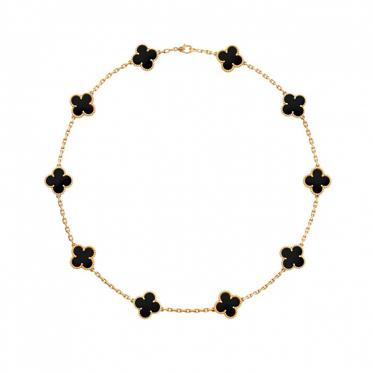 Колье Van Cleef & Arpels Vintage Alhambra 10 Motifs из желтого золота с ониксом VCARA42700