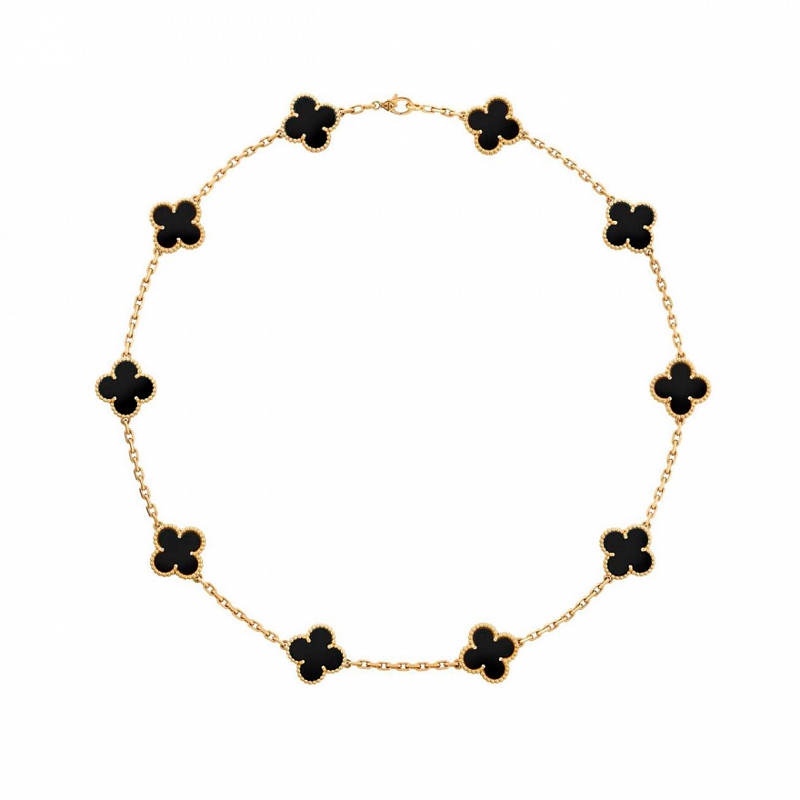 Колье Van Cleef & Arpels Vintage Alhambra 10 Motifs из желтого золота с ониксом VCARA42700