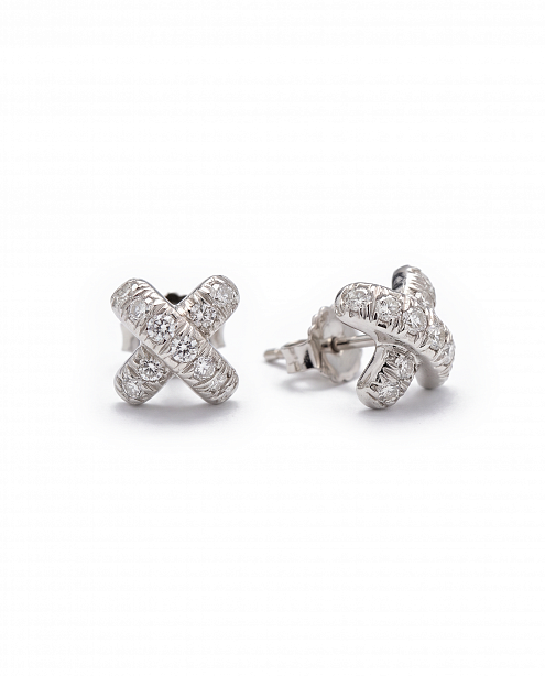 Пусеты Tiffany & Co. Signature X  из платины с природными бриллиантами