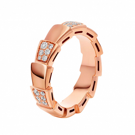 Кольцо Bvlgari Serpenti Viper из розового золота с природными бриллиантами 16.5(52) размер