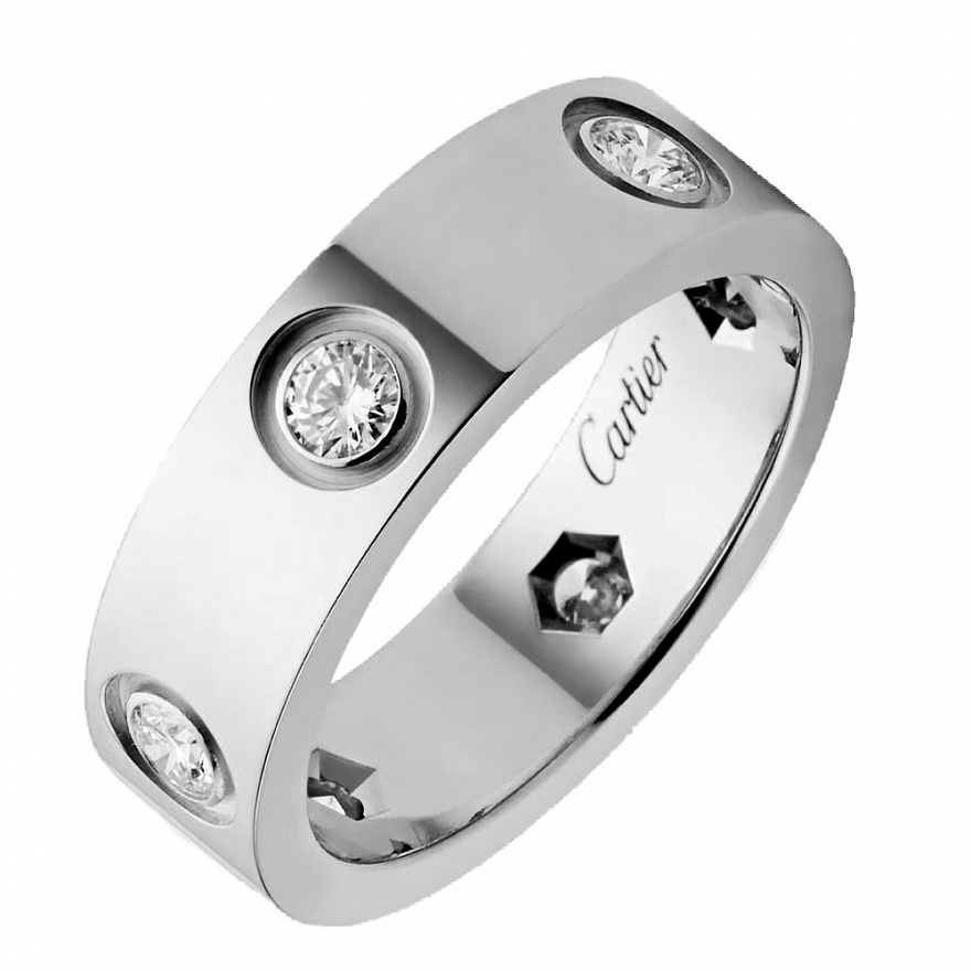 Кольцо Cartier Love из белого золота с бриллиантами размеры: 16(50), 16.5(52), 17(54)