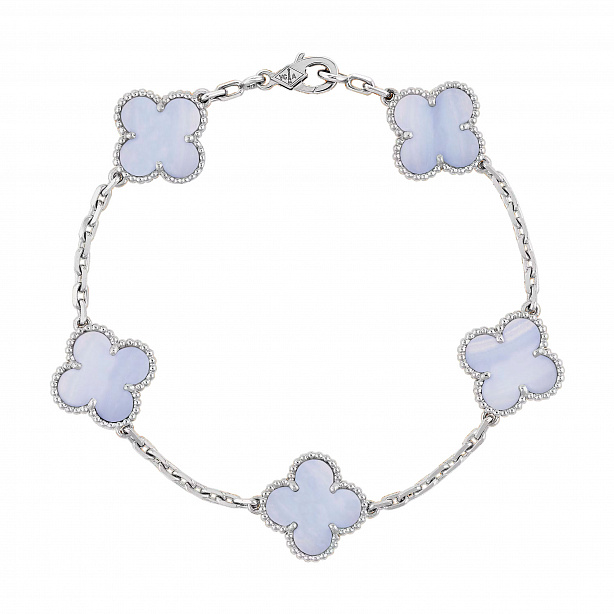 Браслет Van Cleef & Arpels Vintage Alhambra из белого золота с халцедоном VCARD34700