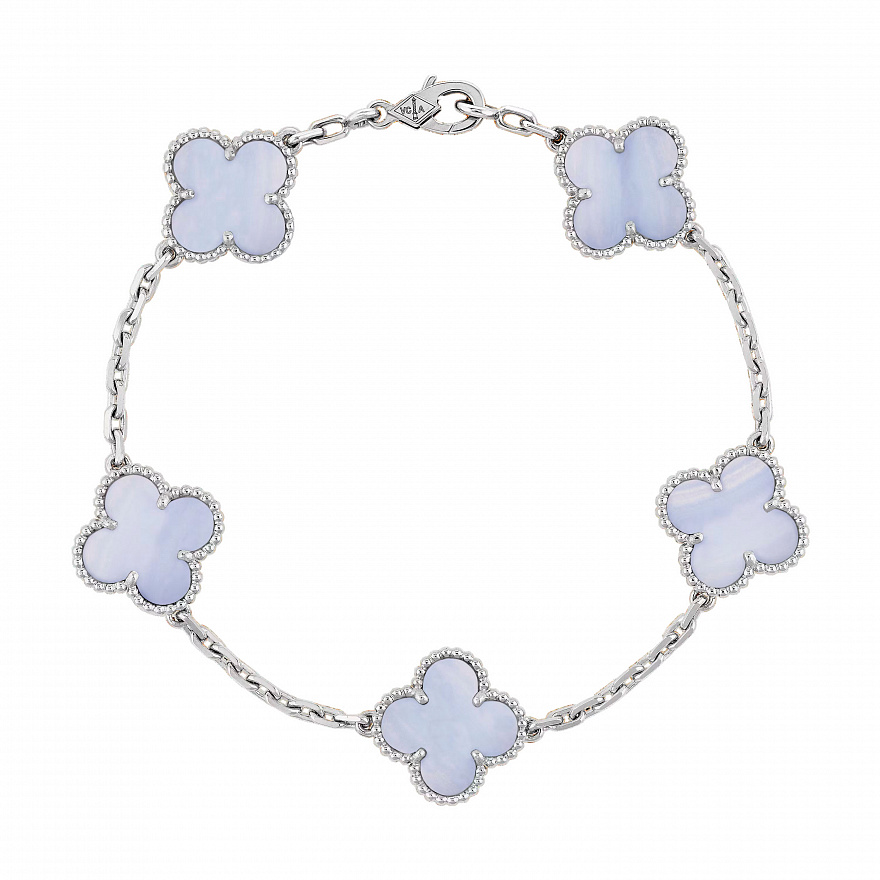 Браслет Van Cleef & Arpels Vintage Alhambra из белого золота с халцедоном VCARD34700